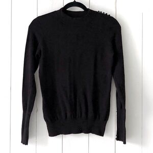 MINT VELVET UK Black Button-Shoulder Mock Turtleneck Sweater Size 4